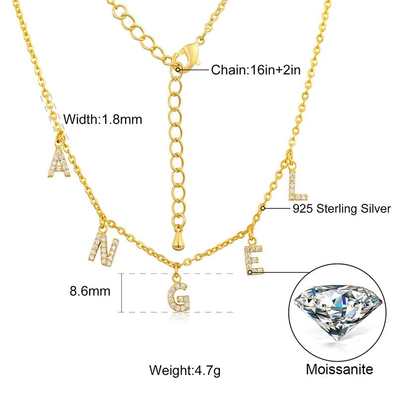 SYMI Jewel Custom Moissanite Dainty Letter Necklace - SYMI JEWEL