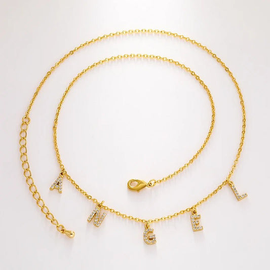 SYMI Jewel Custom Moissanite Dainty Letter Necklace - SYMI JEWEL