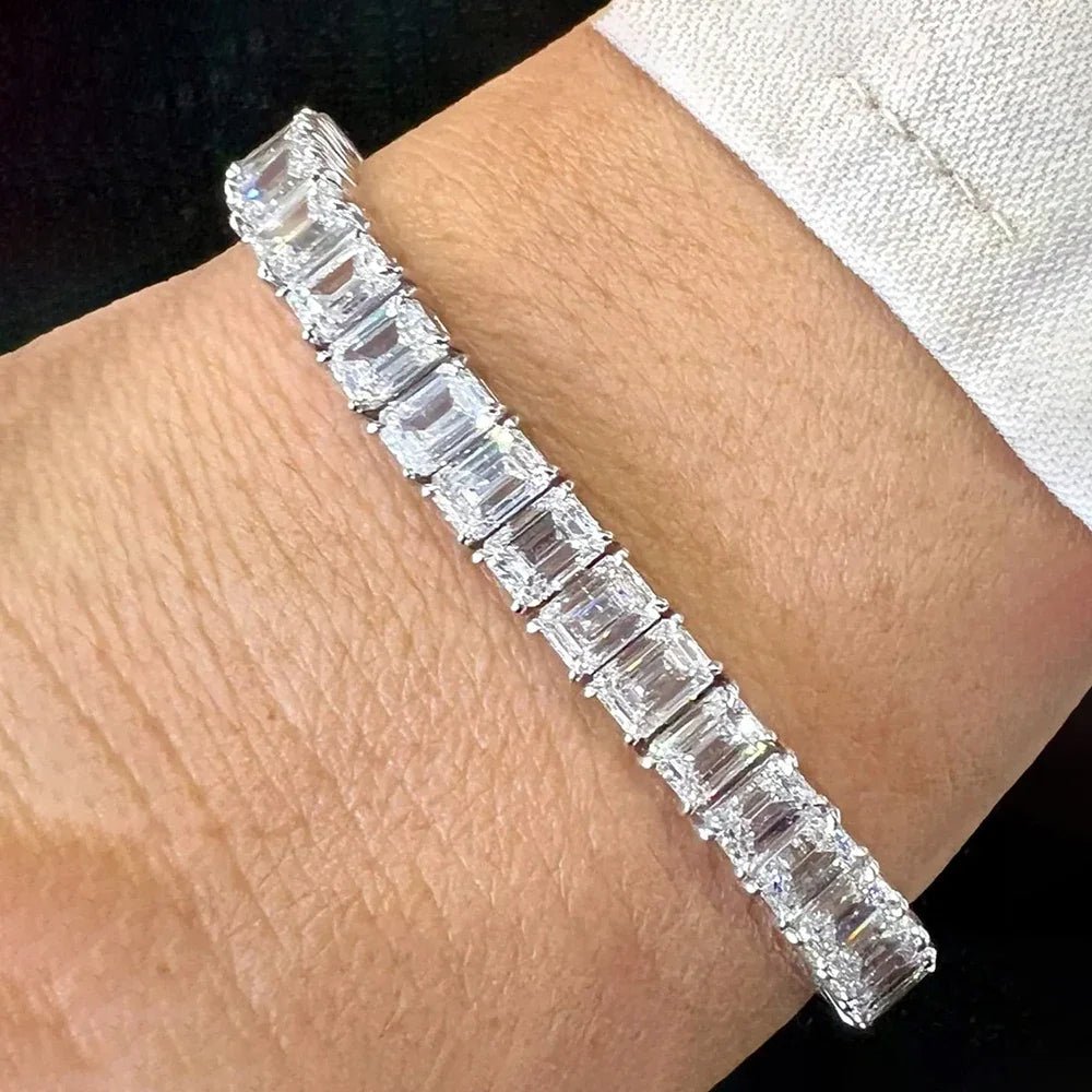 SYMI Jewel Emerald - Cut Moissanite Tennis Bracelet – 1CT D Color Stones in 925 Sterling Silver - SYMI JEWEL