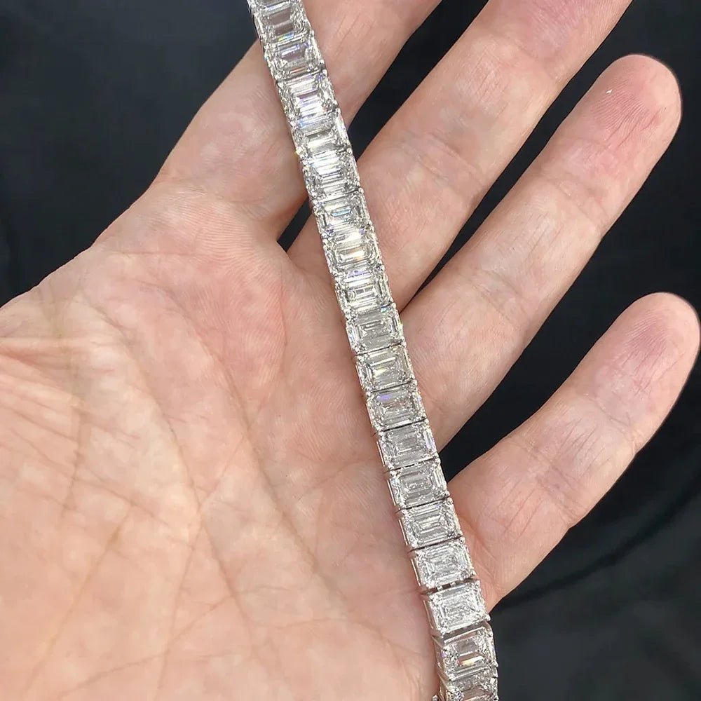 SYMI Jewel Emerald - Cut Moissanite Tennis Bracelet – 1CT D Color Stones in 925 Sterling Silver - SYMI JEWEL