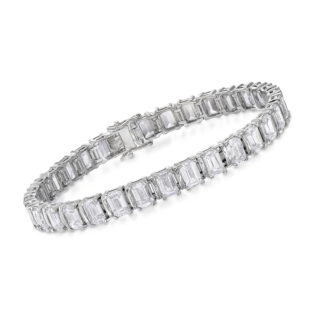 SYMI Jewel Emerald - Cut Moissanite Tennis Bracelet – 1CT D Color Stones in 925 Sterling Silver - SYMI JEWEL