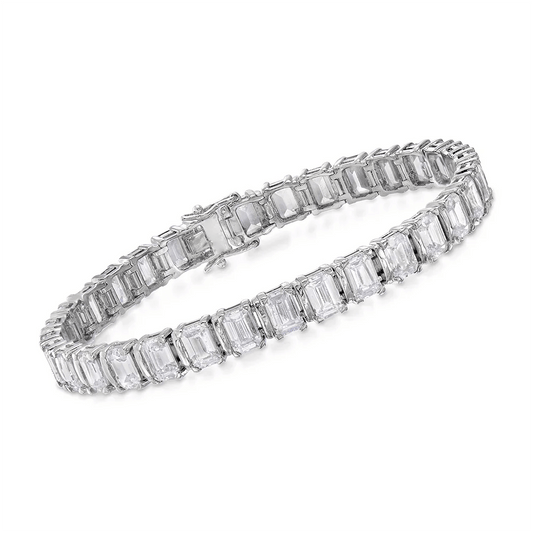 SYMI Jewel Emerald - Cut Moissanite Tennis Bracelet – 1CT D Color Stones in 925 Sterling Silver - SYMI JEWEL