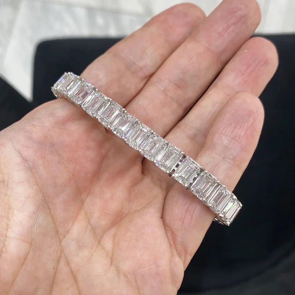 SYMI Jewel Emerald - Cut Moissanite Tennis Bracelet – 1CT D Color Stones in 925 Sterling Silver - SYMI JEWEL