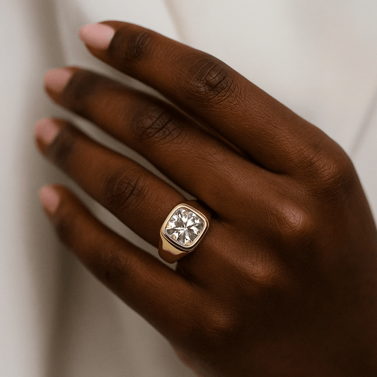 SYMI Jewel Gold Moissanite Bezel Ring - SYMI JEWEL