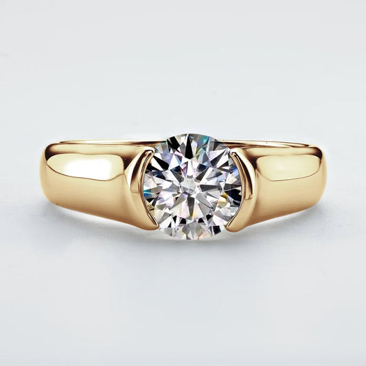 SYMI Jewel Half Bezel 2ct Moissanite Solitiare Ring - SYMI JEWEL