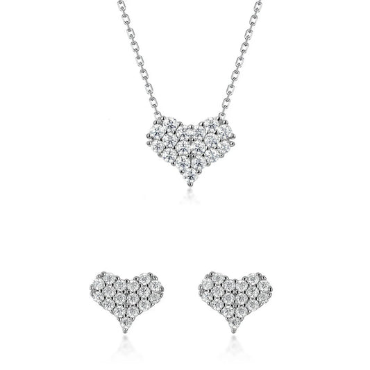 SYMI Jewel Moissanite Heart Necklace and Earrings - SYMI JEWEL