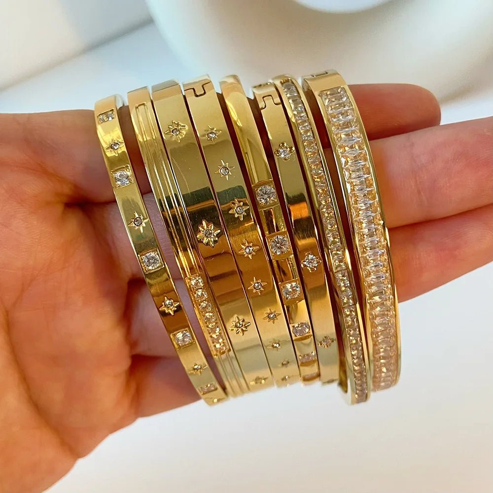 Tarnish - Free Stainless Steel Gold Bangle - SYMI JEWEL