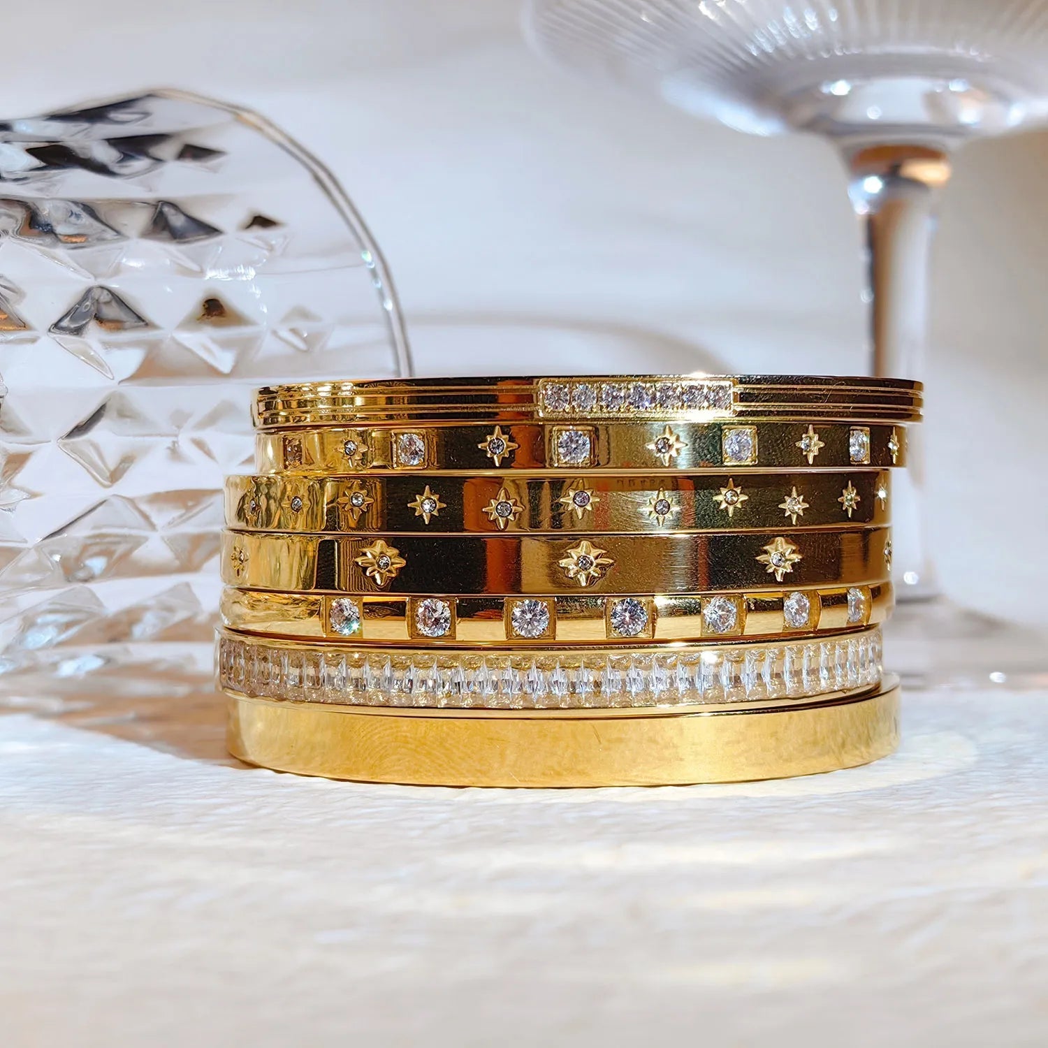 Tarnish - Free Stainless Steel Gold Bangle - SYMI JEWEL